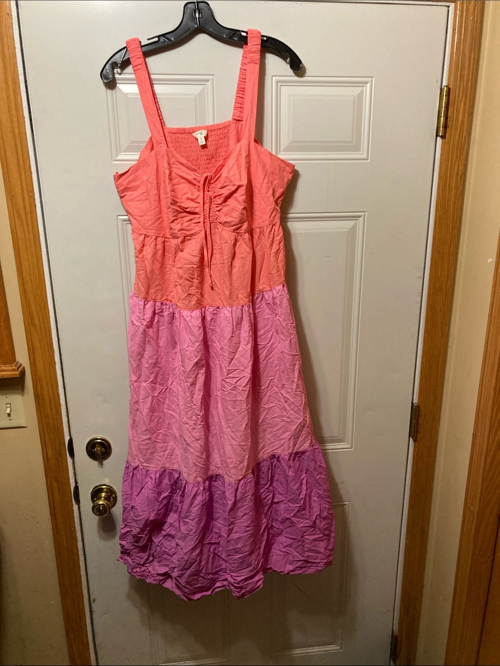 Terra & Sky Coral Smocked Maxi Dress 0X